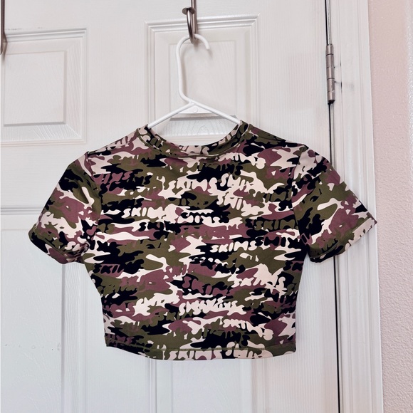 Skims Camouflage swim Crop Top - Green and Brown - Picture 2 of 6